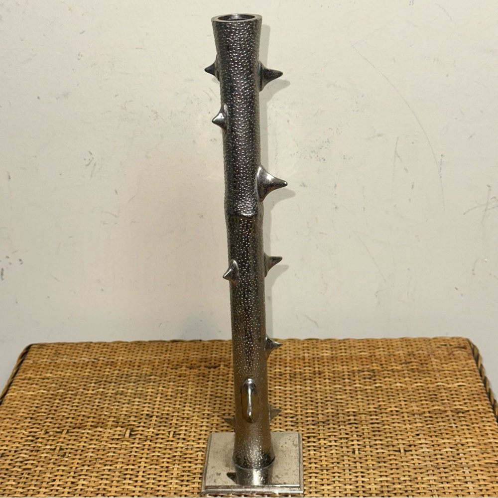 Michael Aram 13” Silver Thorn Candlestick Neiman Marcus Nature Home Decor 3D